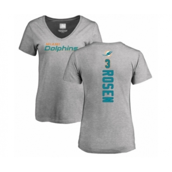 Football Women's Miami Dolphins #3 Josh Rosen Ash Backer T-Shirt - Jersey