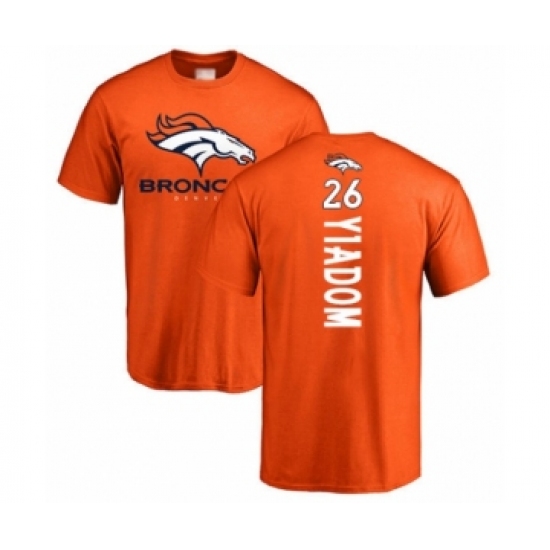 Football Denver Broncos #26 Isaac Yiadom Orange Backer T-Shirt - Jersey