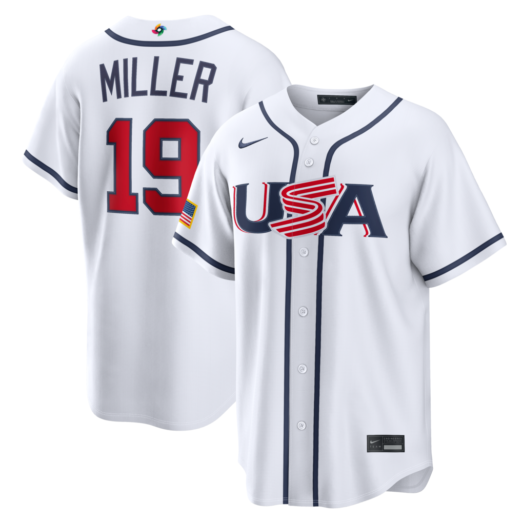Men's USA Baseball Mason Miller Nike White 2026 World Baseball Classic Home Stadium Jersey - Jersey