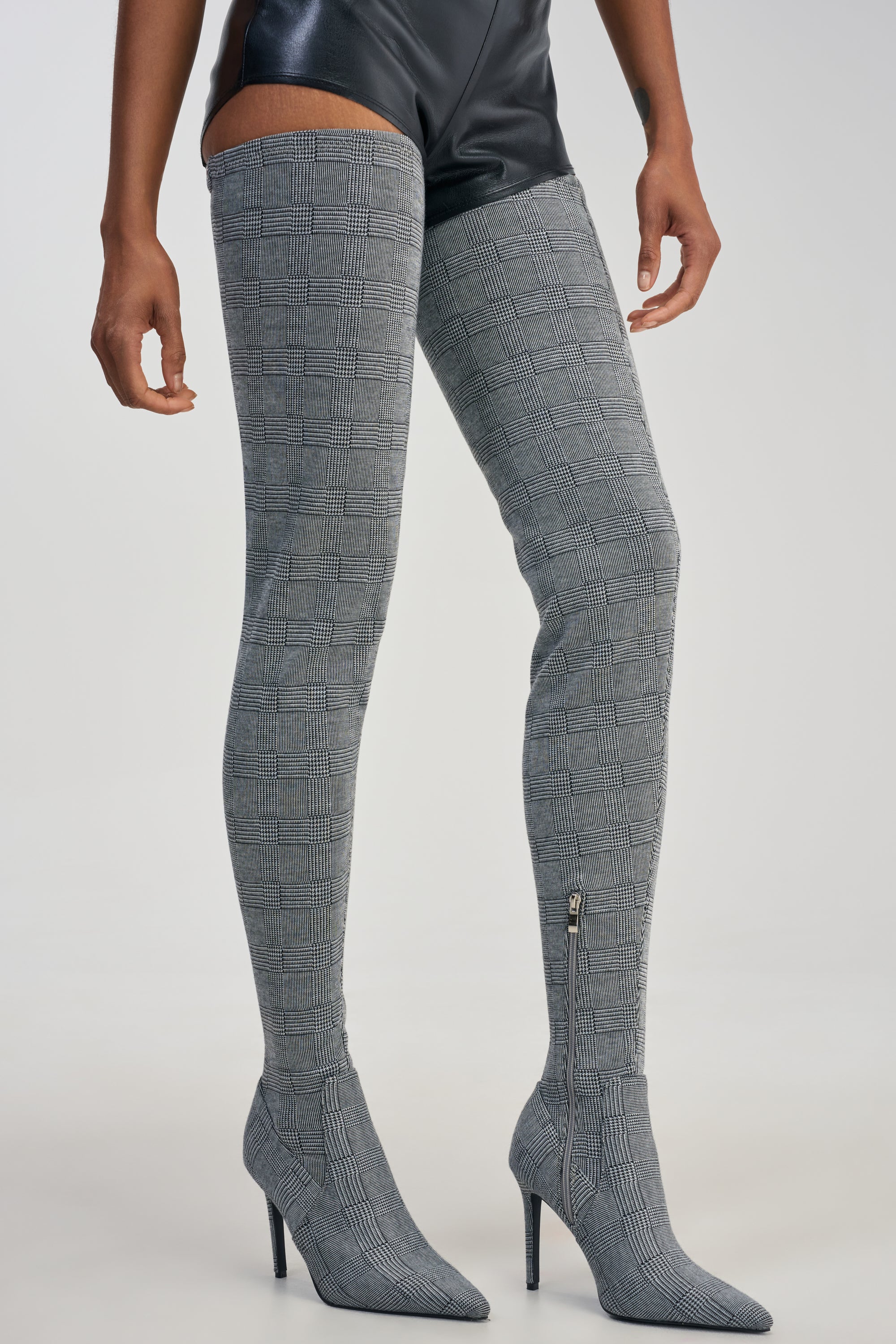 AZALEA WANG AVENOIR HOUNDSTOOTH OVER THE KNEE FOUR WAY STRETCH BOOT - Akira Wear
