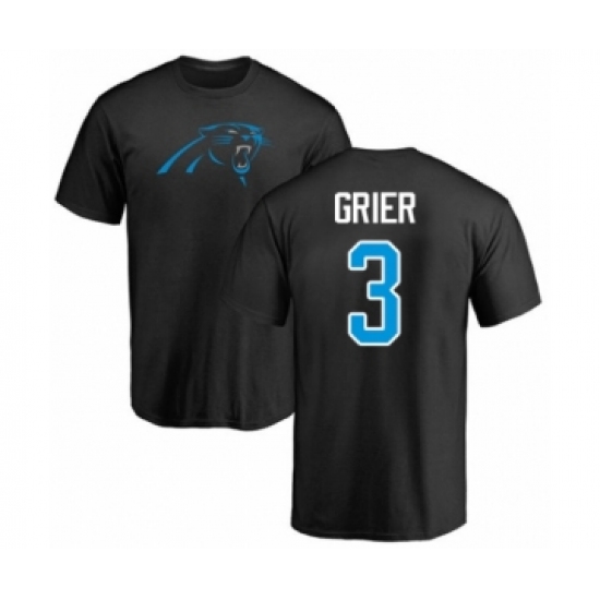Football Carolina Panthers #3 Will Grier Black Name & Number Logo T-Shirt - Jersey