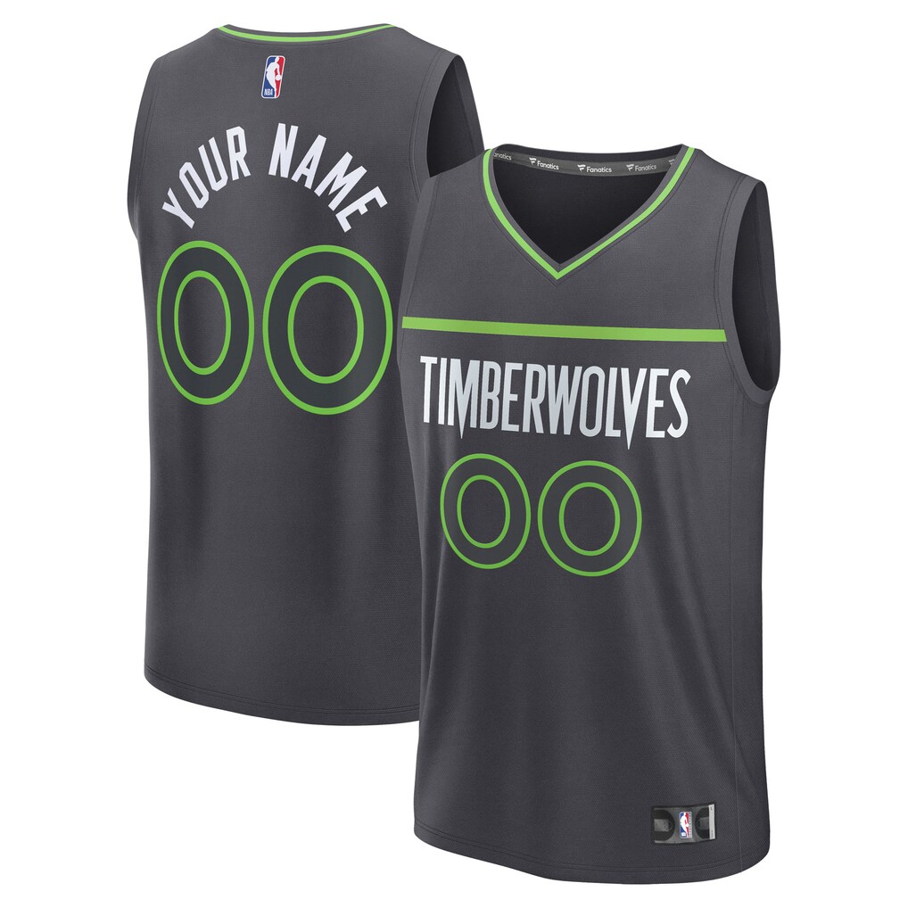 Men's Minnesota Timberwolves Fanatics Anthracite Fast Break Custom Jersey - Icon Edition - Jersey