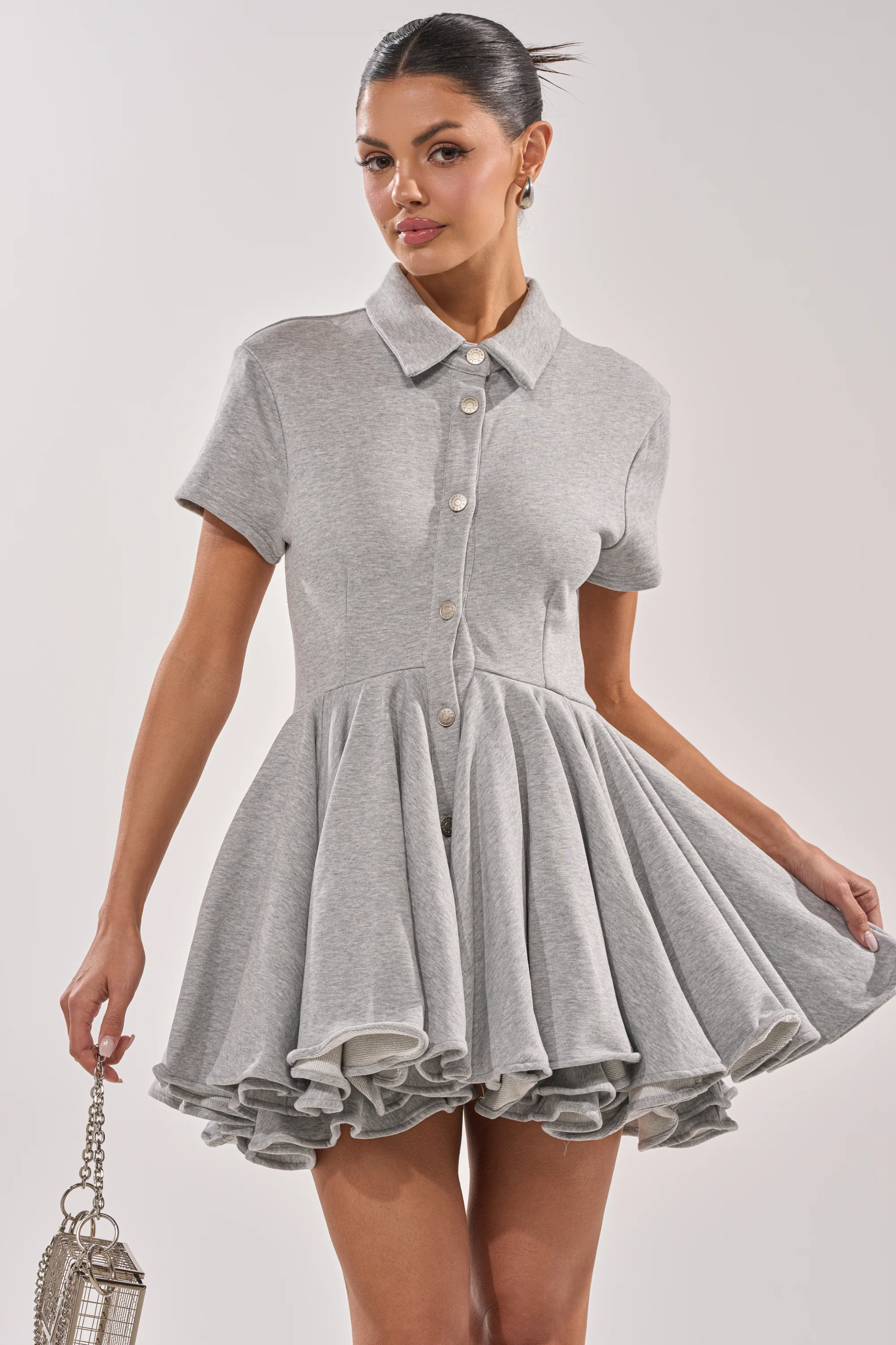 AVERY SHORT SLEEVE FRENCH TERRY MINI DRESS - Akira Wear
