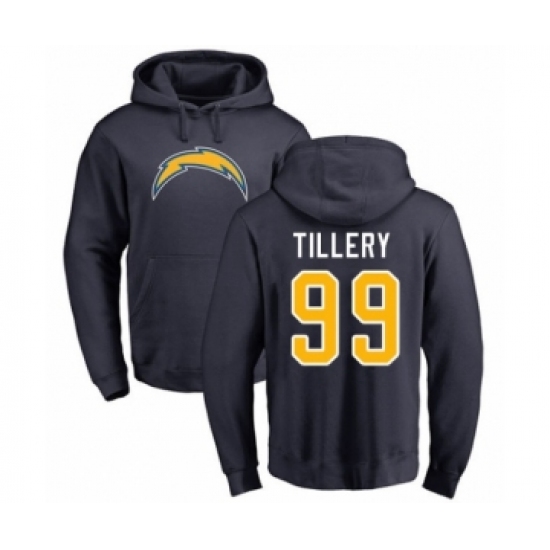 Football Los Angeles Chargers #99 Jerry Tillery Navy Blue Name & Number Logo Pullover Hoodie - Jersey