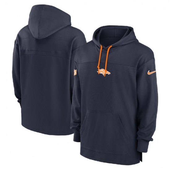 Men's Denver Broncos Navy Performance Pullover Hoodie - Jersey