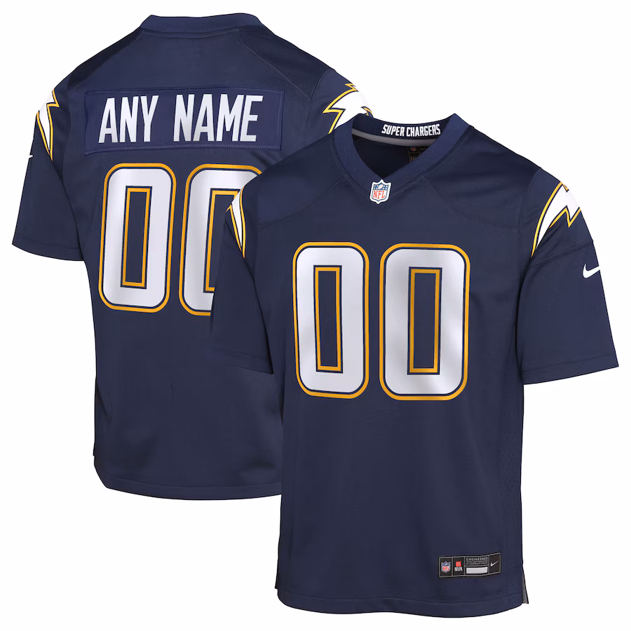 Youth Los Angeles Chargers Nike Navy Alternate Super Chargers Game Custom Jersey - Jersey