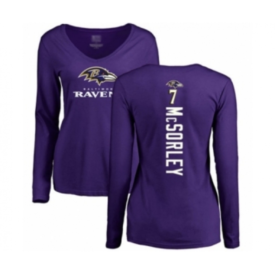 Football Women's Baltimore Ravens #7 Trace McSorley Purple Backer Long Sleeve T-Shirt - Jersey