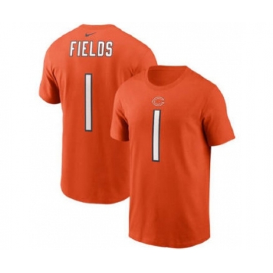 Men's Chicago Bears #1 Justin Fields 2021 Orange Football Draft First Round Pick Player Name & Number T-Shirt - Jersey