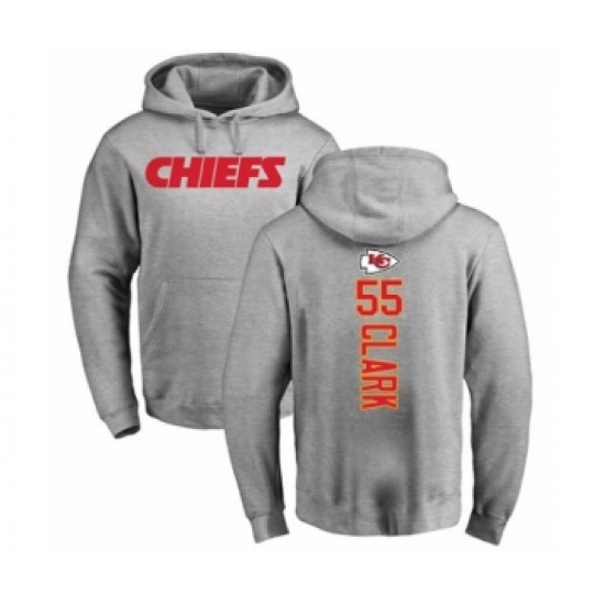 Football Kansas City Chiefs #55 Frank Clark Ash Backer Pullover Hoodie - Jersey