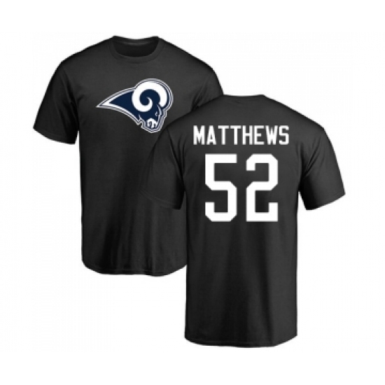 Football Los Angeles Rams #52 Clay Matthews Black Name & Number Logo T-Shirt - Jersey
