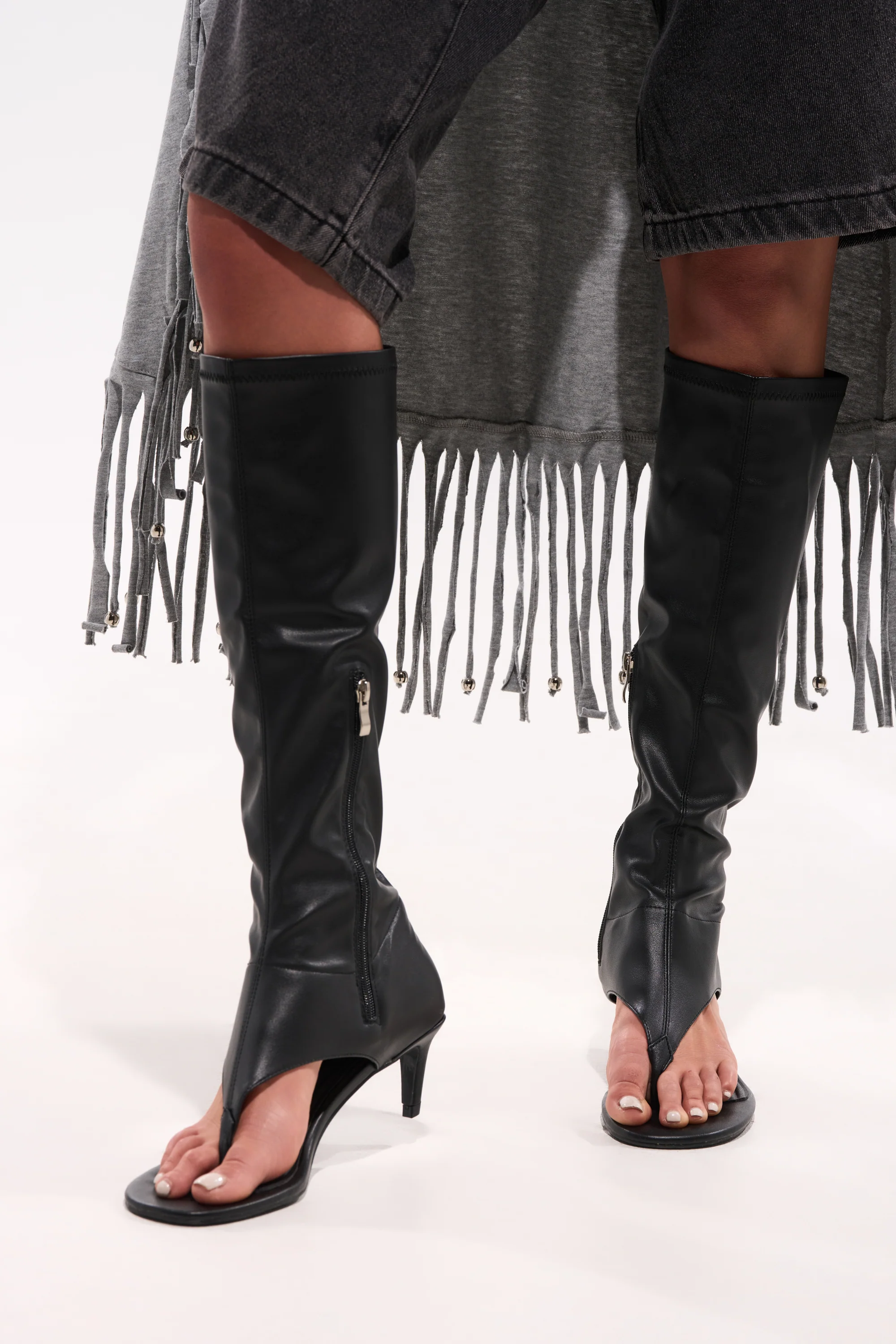AZALEA WANG CECILE OPEN TOE SANDAL BOOT IN BLACK - Akira Wear