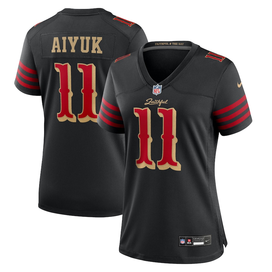 Women's San Francisco 49ers Brandon Aiyuk Nike Black 2025 Rivalries Collection Game Jersey - Jersey