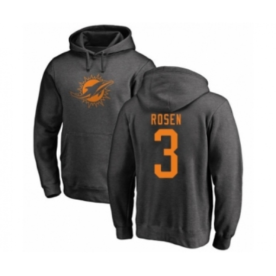 Football Miami Dolphins #3 Josh Rosen Ash One Color Pullover Hoodie - Jersey