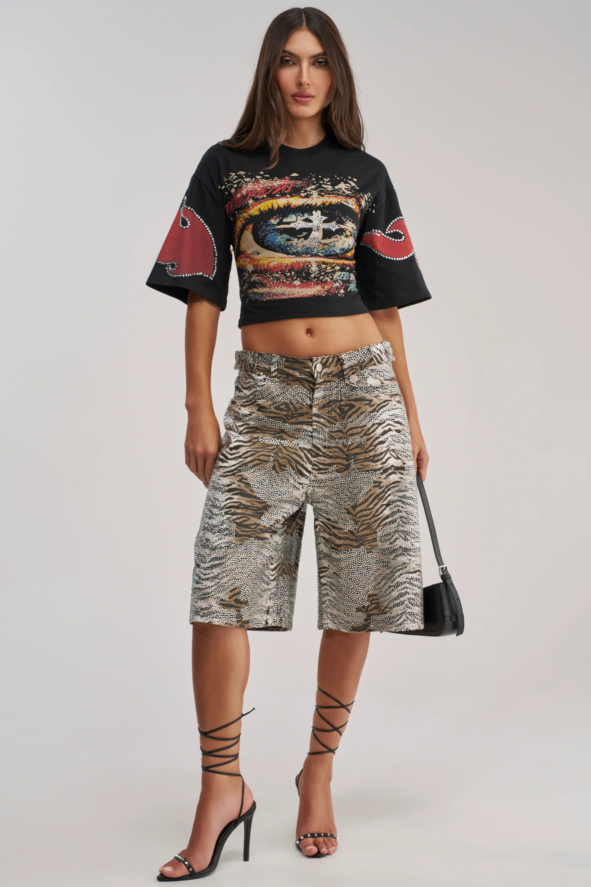 FEELING WILD RHINESTONE ZEBRA BERMUDA SHORT - Akira Wear
