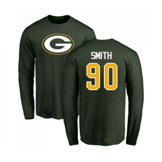 Football Green Bay Packers #90 Za'Darius Smith Green Name & Number Logo Long Sleeve T-Shirt - Jersey