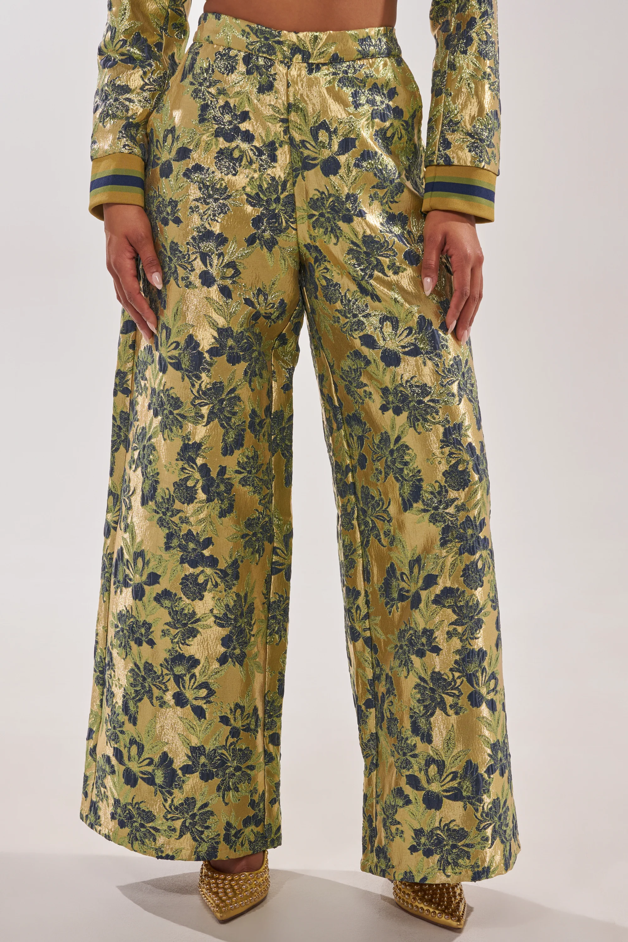 HARLOW BROCADE WIDE LEG PANT - Akira Wear