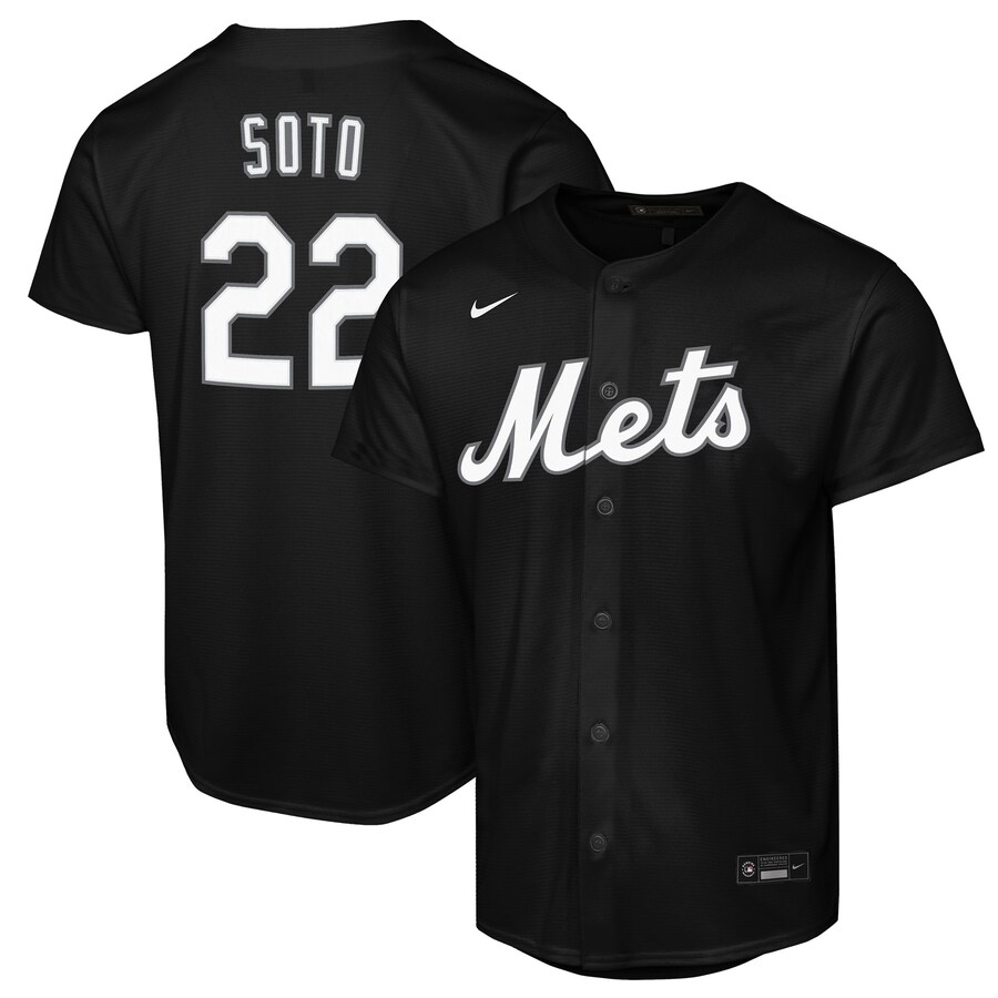 Youth New York Mets Juan Soto Nike Black Lights Out Replica Player Jersey - Jersey