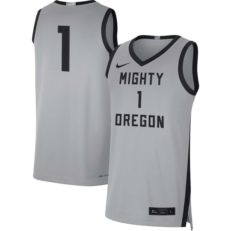 Men's Nike #1 Gray/Black Oregon Ducks Limited Basketball Jersey - Jersey