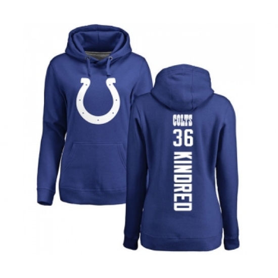 Football Women's Indianapolis Colts #36 Derrick Kindred Royal Blue Backer Pullover Hoodie - Jersey