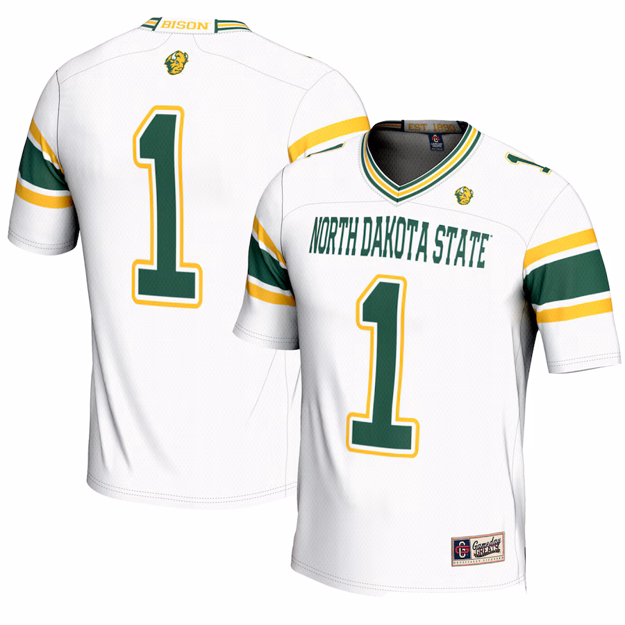 Men's GameDay Greats #1 White NDSU Bison Endzone Football Jersey - Jersey
