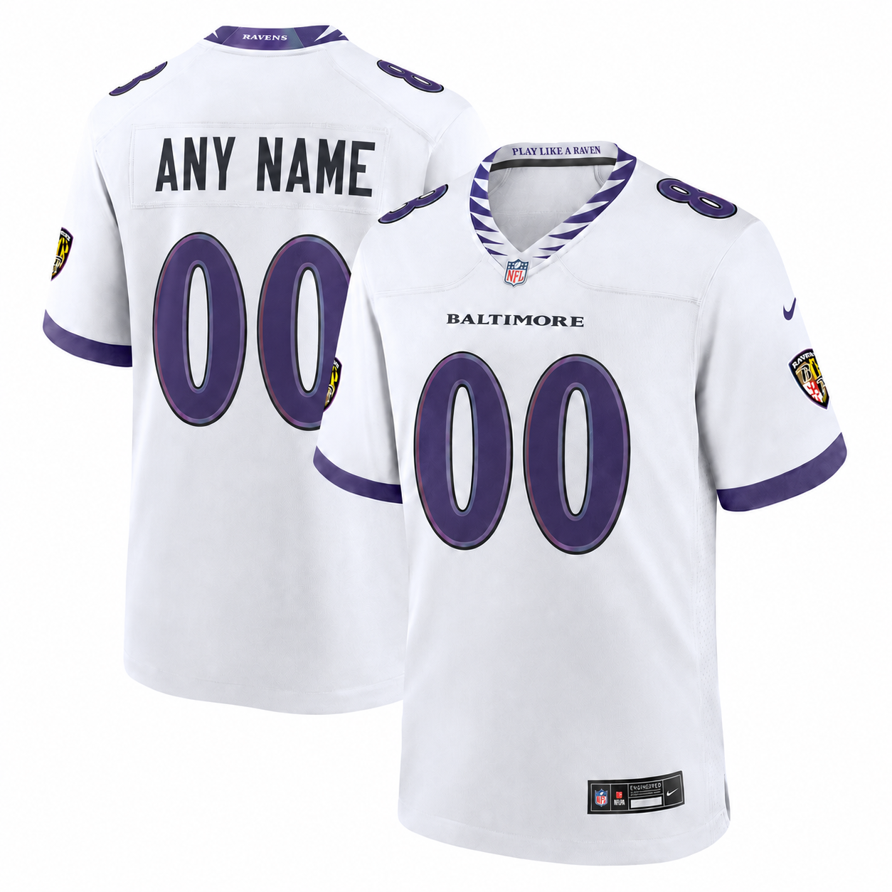 Men's Baltimore Ravens  Nike White Alternate Game Custom Jersey - Jersey
