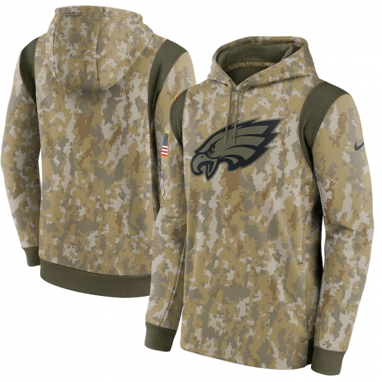 Men's Philadelphia Eagles Nike Camo 2021 Salute To Service Therma Performance Pullover Hoodie - Jersey