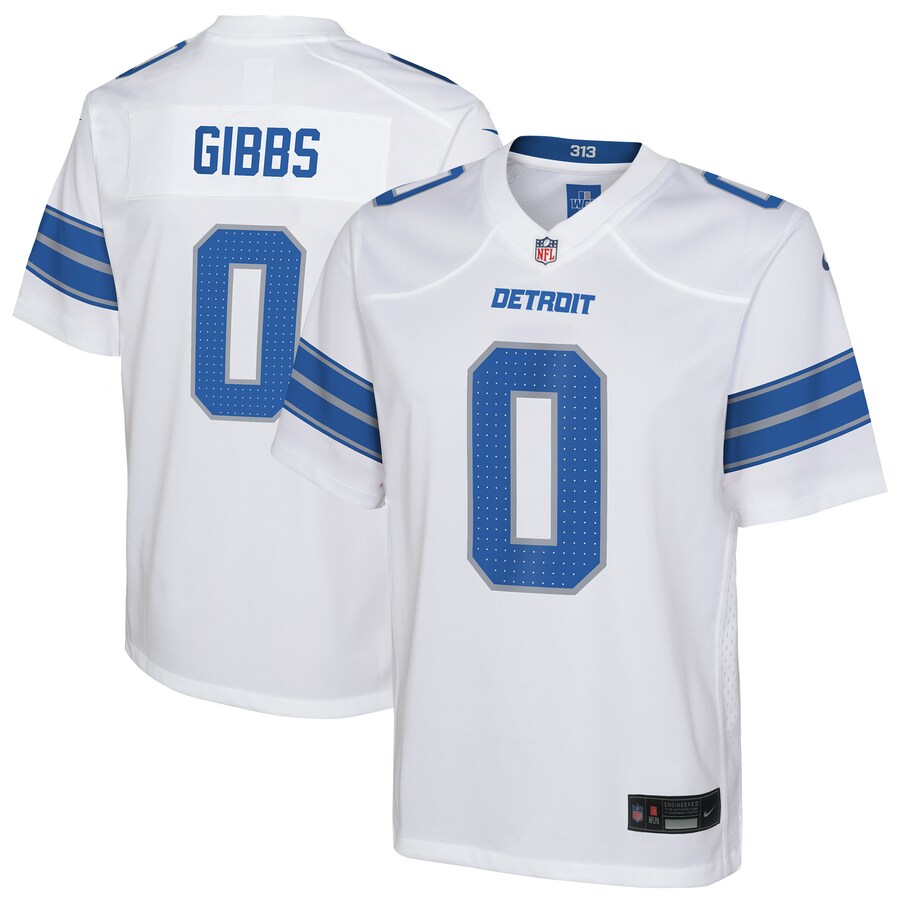 Youth Detroit Lions Jahmyr Gibbs Nike White Game Jersey - Jersey
