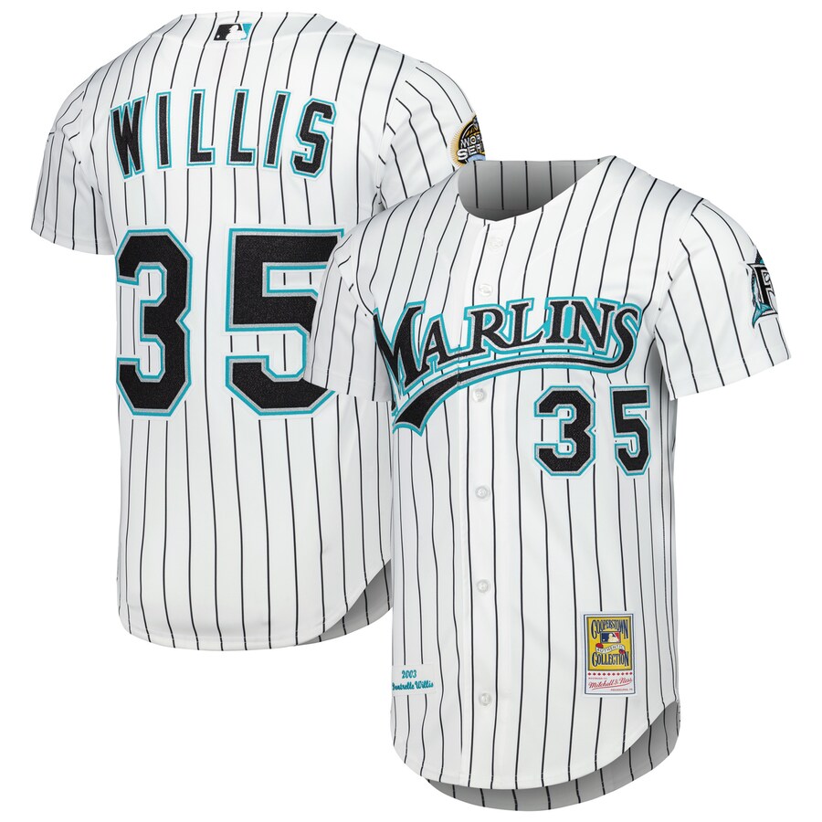Men's Florida Marlins Dontrelle Willis Mitchell & Ness White Cooperstown Collection Authentic Jersey - Jersey