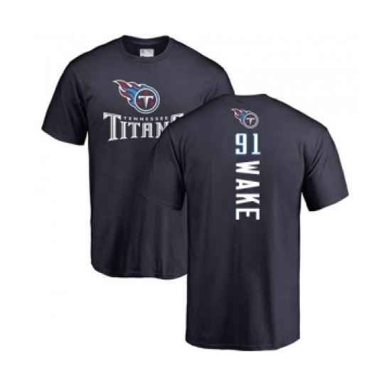 Football Tennessee Titans #91 Cameron Wake Navy Blue Backer T-Shirt - Jersey