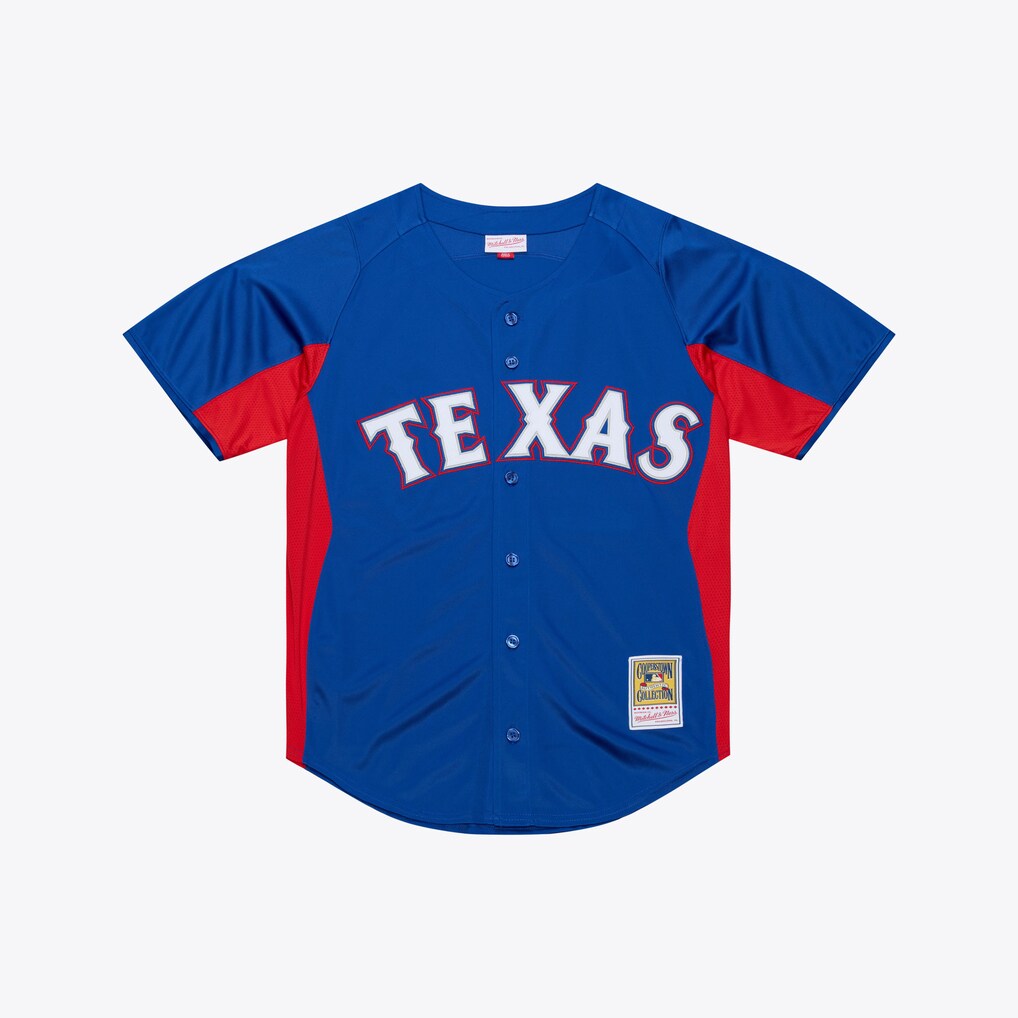 Men's Texas Rangers Adrian Beltre Mitchell & Ness Royal Cooperstown Mesh Batting Practice Button-Up Jersey - Jersey