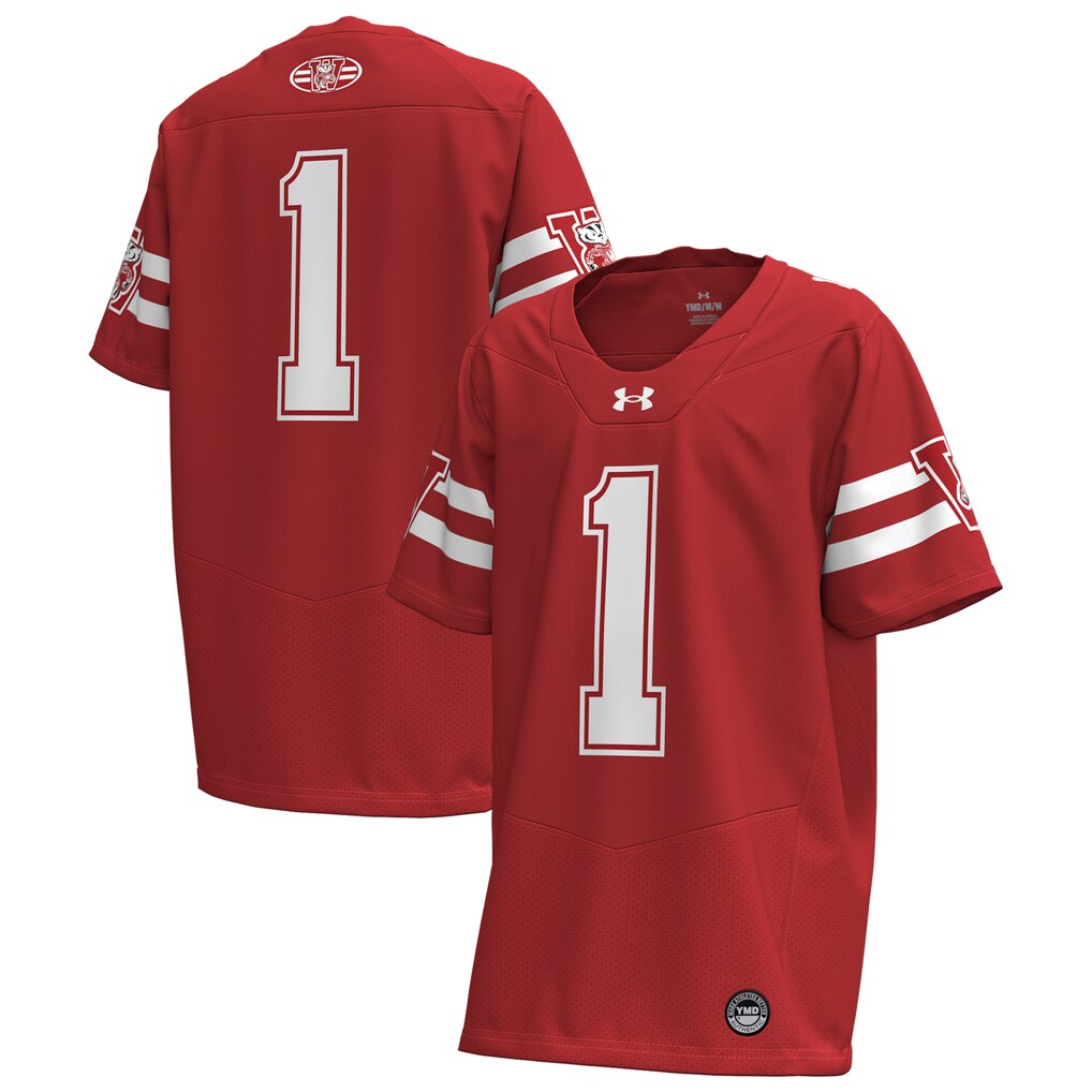 Youth Under Armour #1 Red Wisconsin Badgers 1980 Throwback Home Replica Game Jersey - Jersey