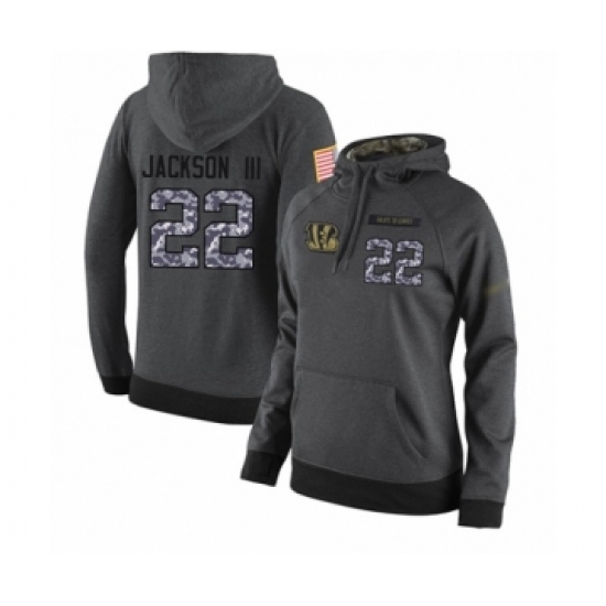 Football Women's Cincinnati Bengals #22 William Jackson Stitched Black Anthracite Salute to Service Player Performance Hoodie - Jersey