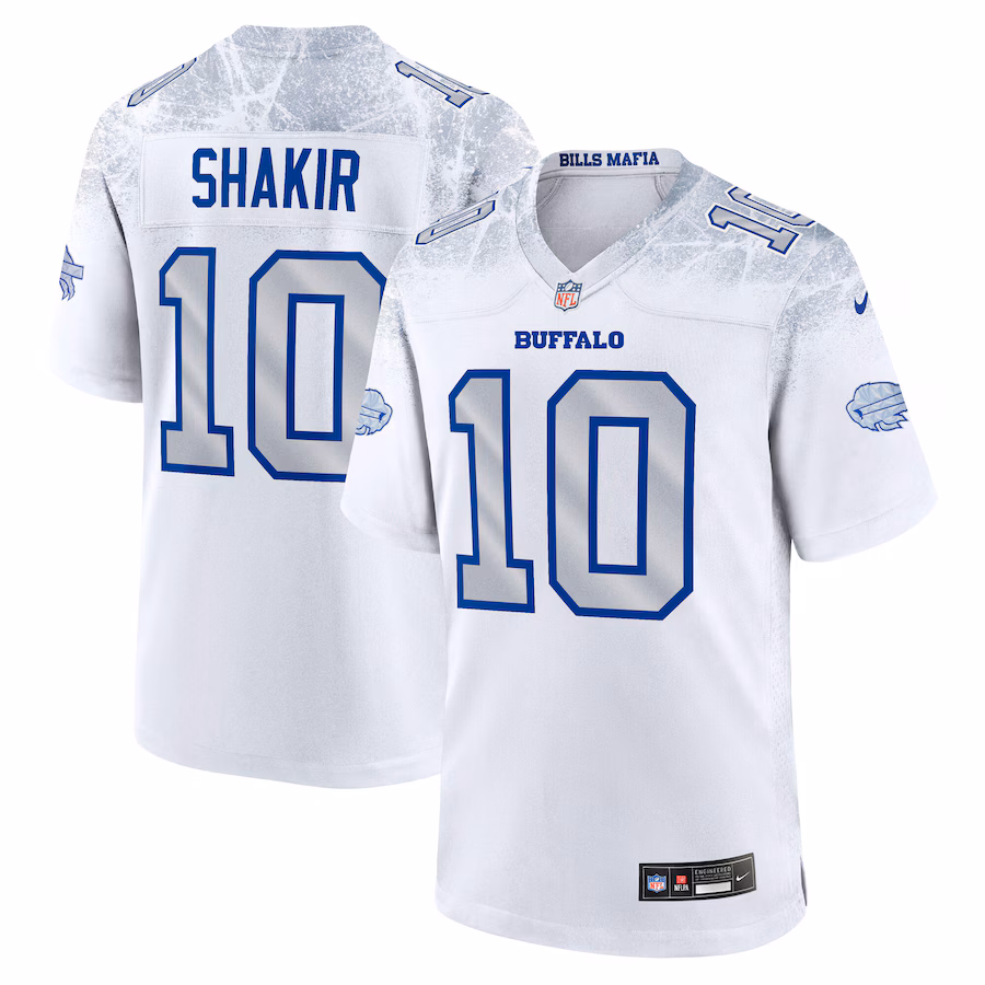Men's Buffalo Bills Khalil Shakir Nike White 2025 Rivalries Collection Game Jersey - Jersey