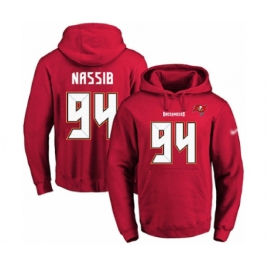 Football Men's Tampa Bay Buccaneers #94 Carl Nassib Red Name & Number Pullover Hoodie - Jersey