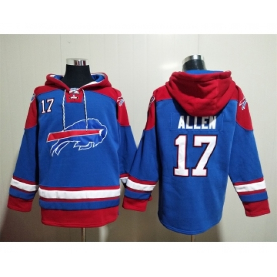 Men's Buffalo Bills #17 Josh Allen Blue Ageless Must Have Lace Up Pullover Hoodie - Jersey