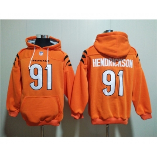 Men's Cincinnati Bengals #91 Trey Hendrickson Orange Pullover Hoodie - Jersey