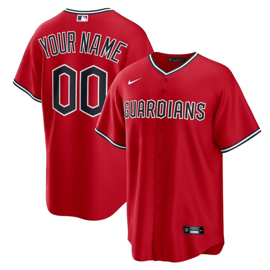 Men's Cleveland Guardians Nike Red Alternate Custom Replica 2.0 Jersey - Jersey