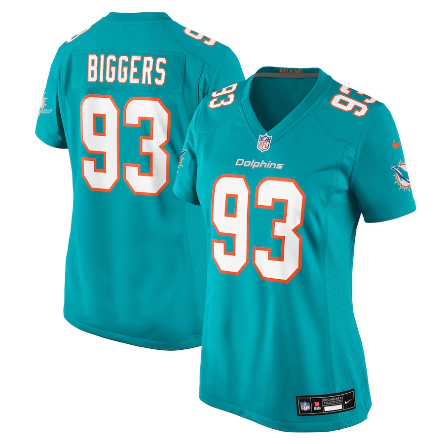 Women's Miami Dolphins Zeek Biggers Nike Aqua Team Game Jersey - Jersey