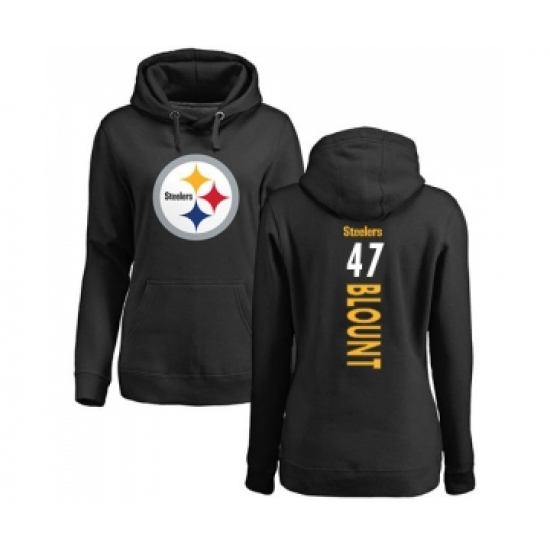 Football Women's Pittsburgh Steelers #47 Mel Blount Black Backer Pullover Hoodie - Jersey