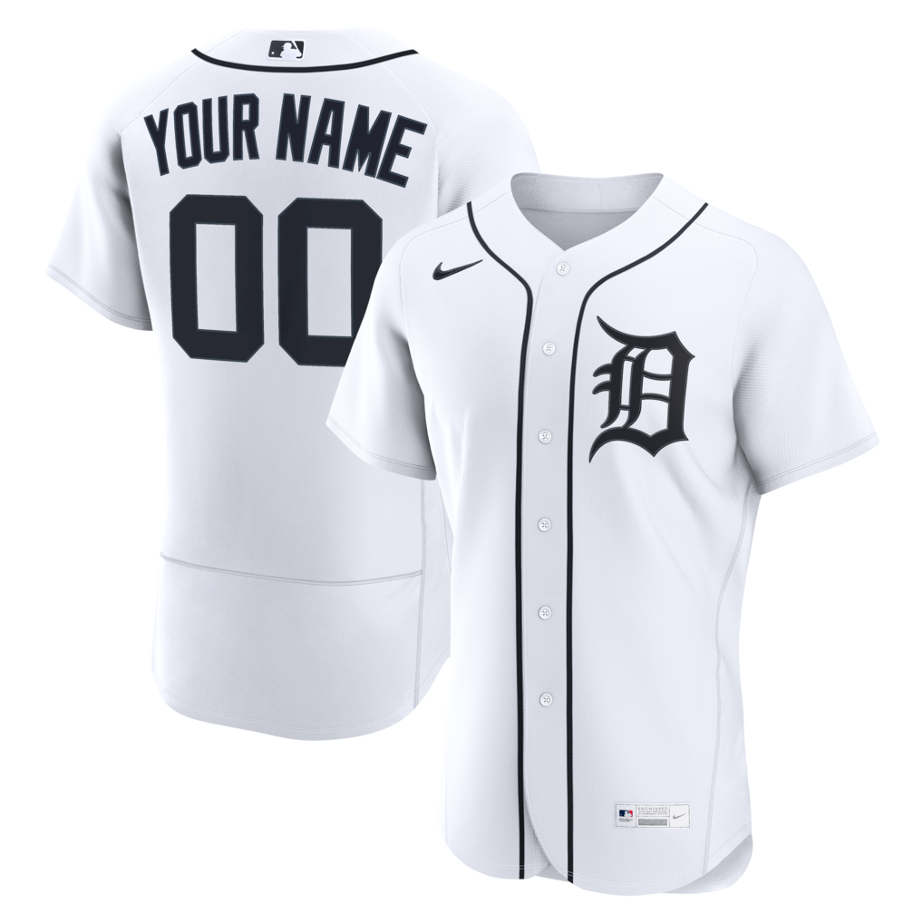 Men's Detroit Tigers Nike White Home Authentic Custom Jersey - Jersey