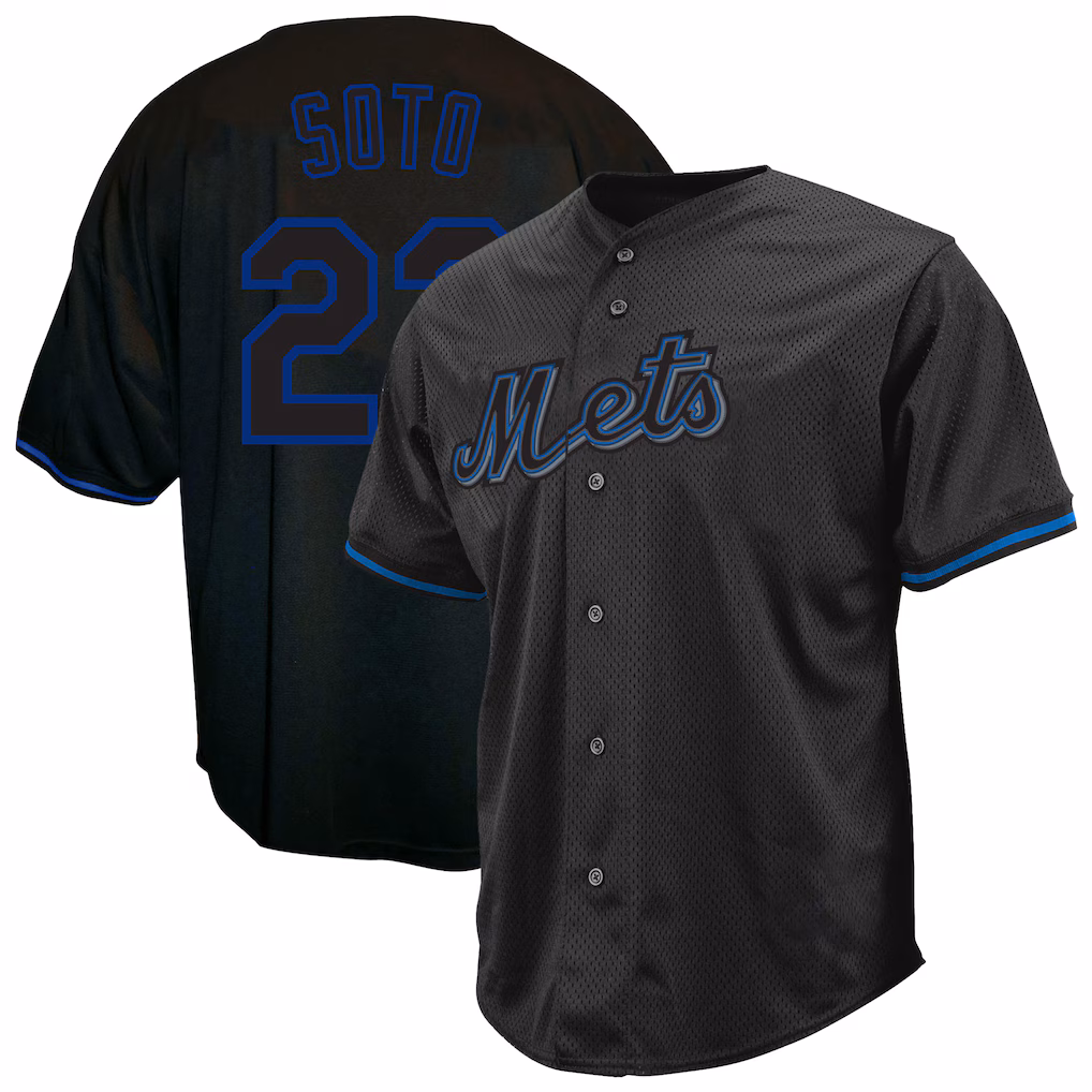 Men's New York Mets Juan Soto Profile Black Big & Tall Pop Fashion Jersey - Jersey