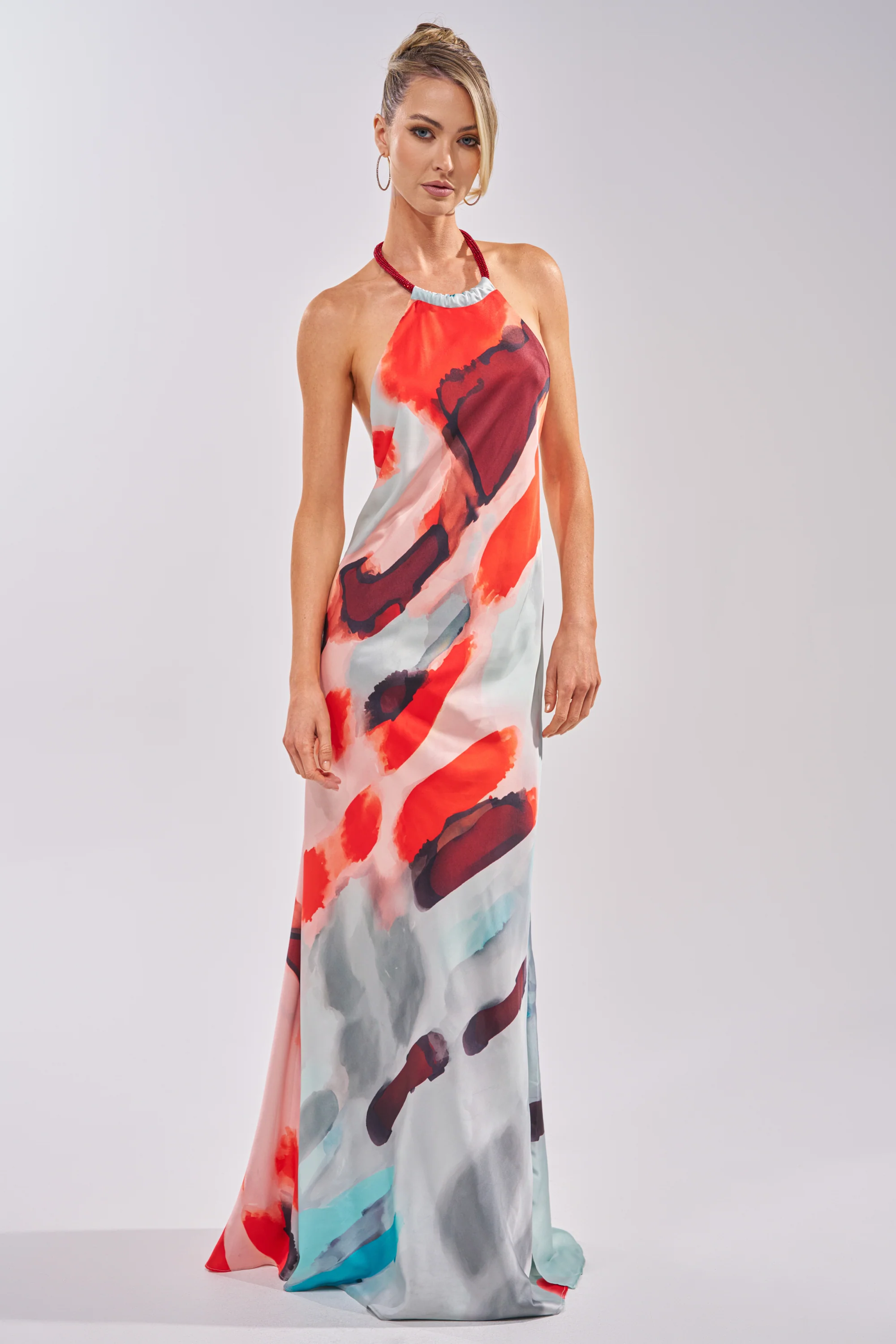 CHIC IS ME SATIN MAXI DRESS IN MULTI - Akira Wear