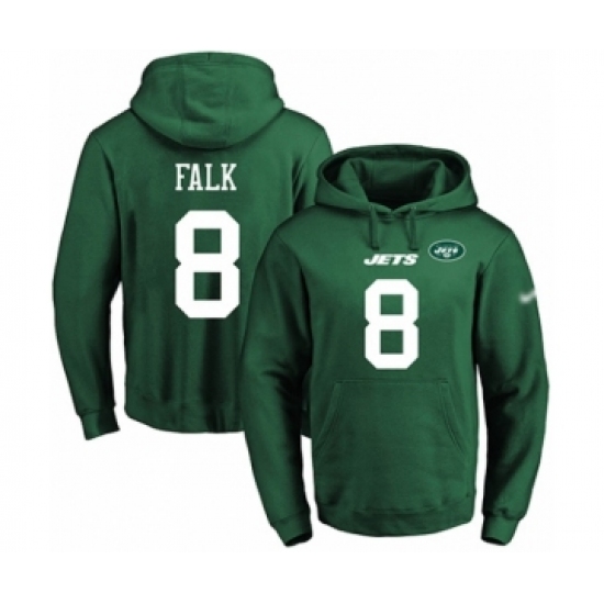 Football Men's New York Jets #8 Luke Falk Green Name & Number Pullover Hoodie - Jersey