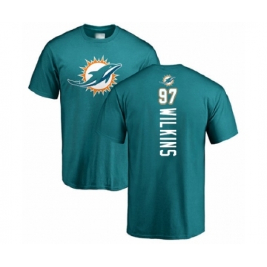 Football Miami Dolphins #97 Christian Wilkins Aqua Green Backer T-Shirt - Jersey