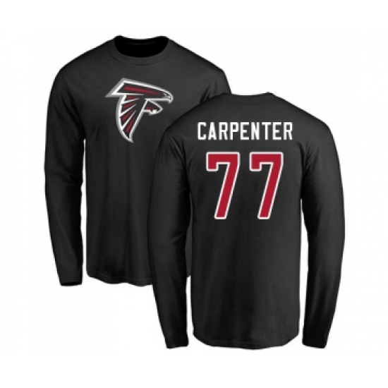 Football Atlanta Falcons #77 James Carpenter Black Name & Number Logo Long Sleeve T-Shirt - Jersey