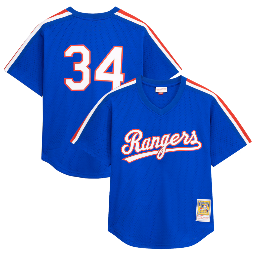 Men's Texas Rangers Nolan Ryan Mitchell & Ness Royal Big & Tall Cooperstown Mesh Batting Practice Jersey - Jersey