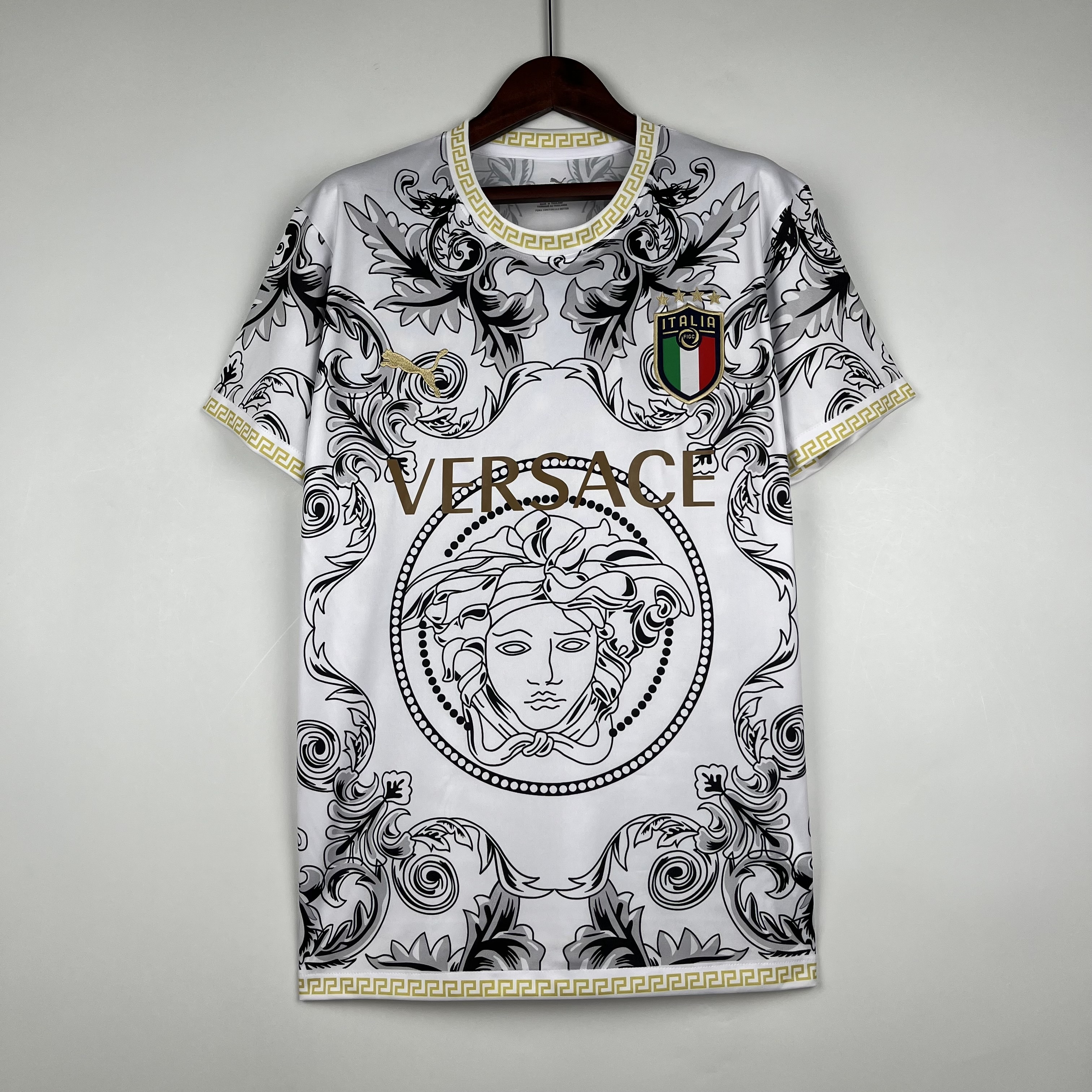 Italy Soccer Jersey x Versace White Special Edition Custom Shirt 2024 - Jersey