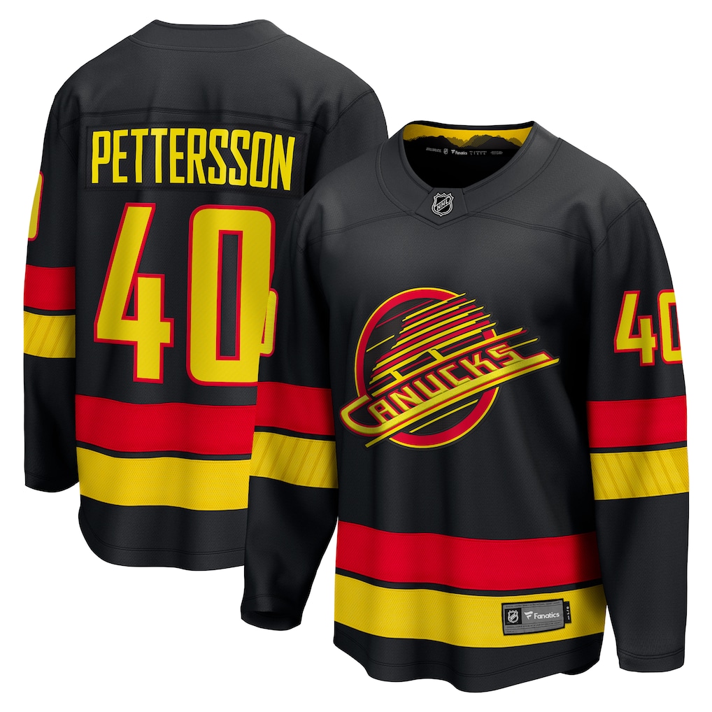 Men's Vancouver Canucks Elias Pettersson Fanatics Black Breakaway Jersey - Jersey