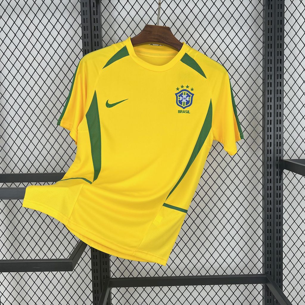 Brazil Retro Jersey Custom Home Soccer Jersey World Cup 2002 - Jersey