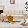 SYNGAR Futon Sofa Bed, Mid Century Fabric Futon Sofa with Wood Leds, Convertible Daybed with 3 Adjustable Positions, Couches and Sofas, Modern Stylish Sleeper Sofa for Living Room, Beige